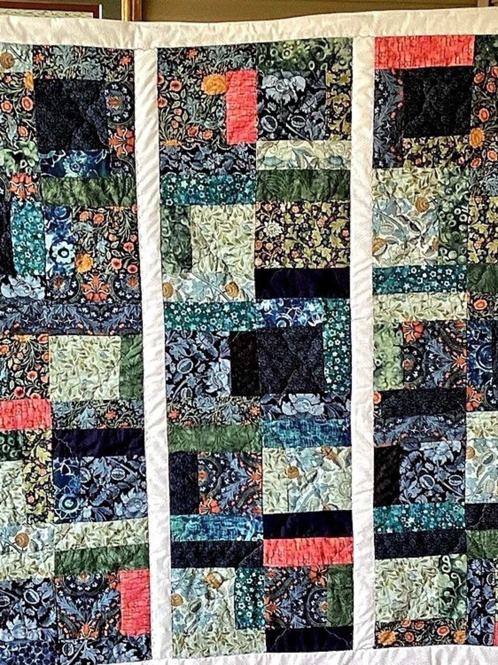 New With Tags. Hand Crafted William Morris & Batik Prints Quilt